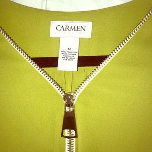 Lime green blouse with zipper
